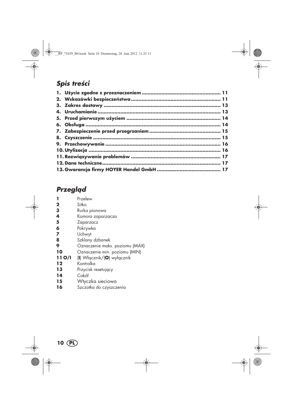 Spis treci, Przegld | Silvercrest STK 600 A1 User Manual | Page 12 / 70