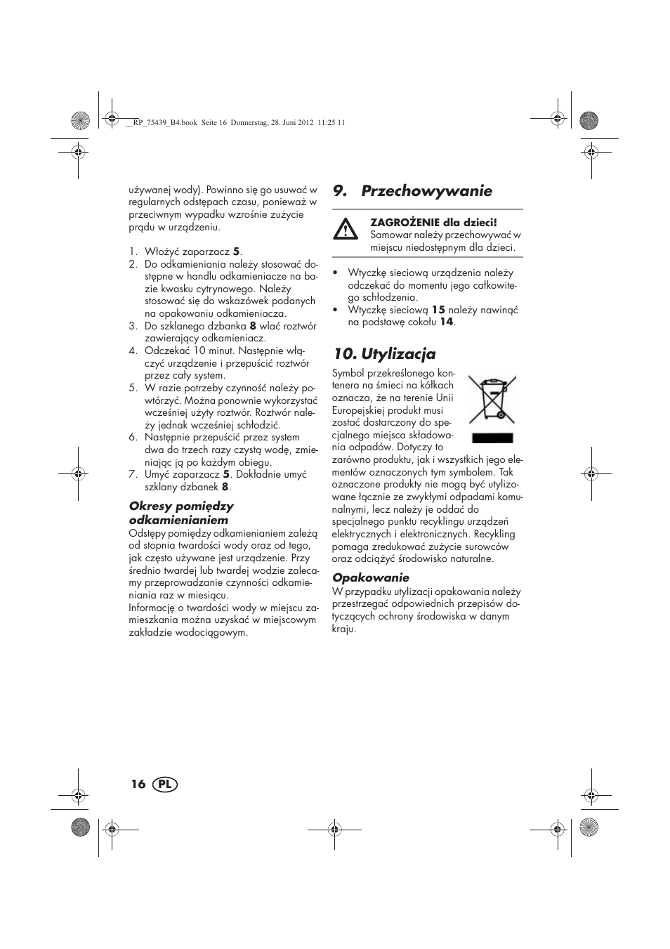 Przechowywanie, Utylizacja | Silvercrest STK 600 A1 User Manual | Page 18 / 70