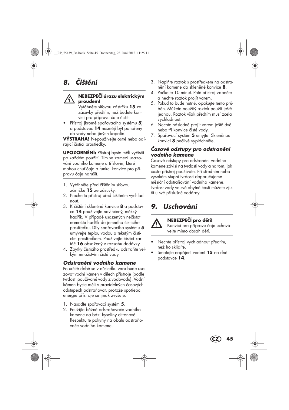 ištní, Uschování | Silvercrest STK 600 A1 User Manual | Page 47 / 70