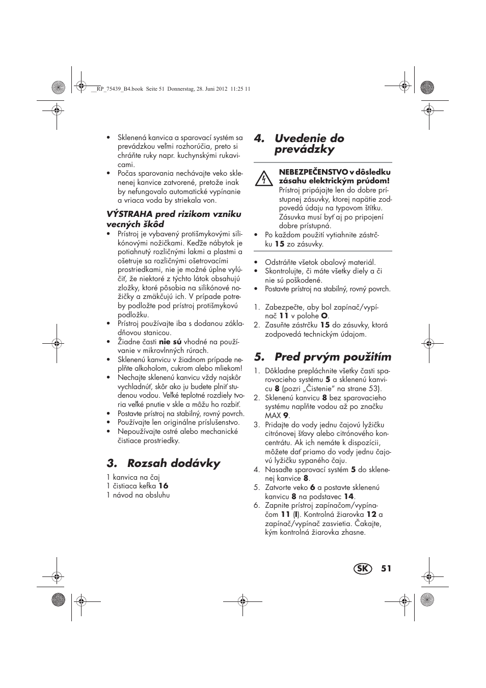 Rozsah dodávky, Uvedenie do prevádzky, Pred prvým použitím | Silvercrest STK 600 A1 User Manual | Page 53 / 70