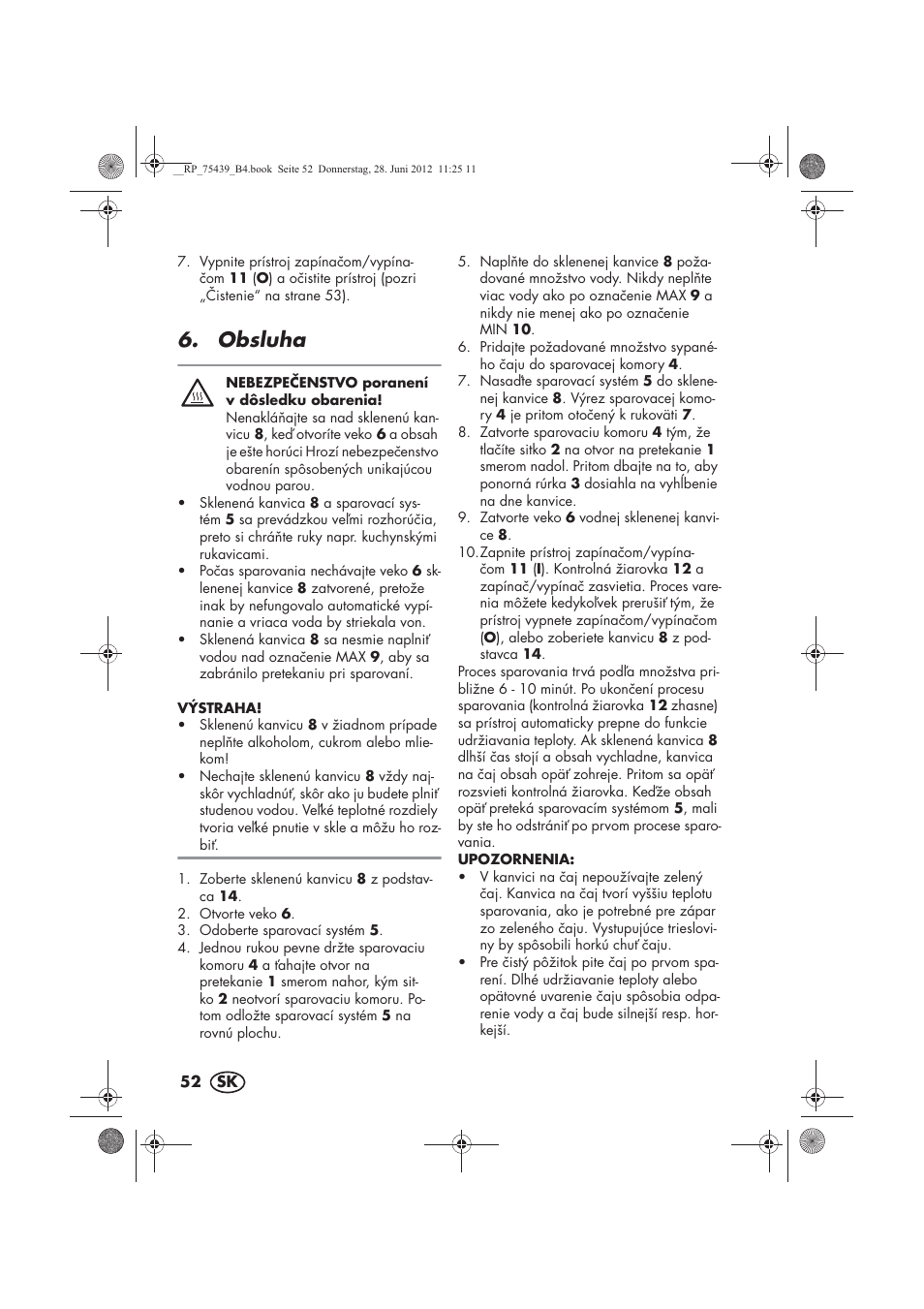 Obsluha | Silvercrest STK 600 A1 User Manual | Page 54 / 70