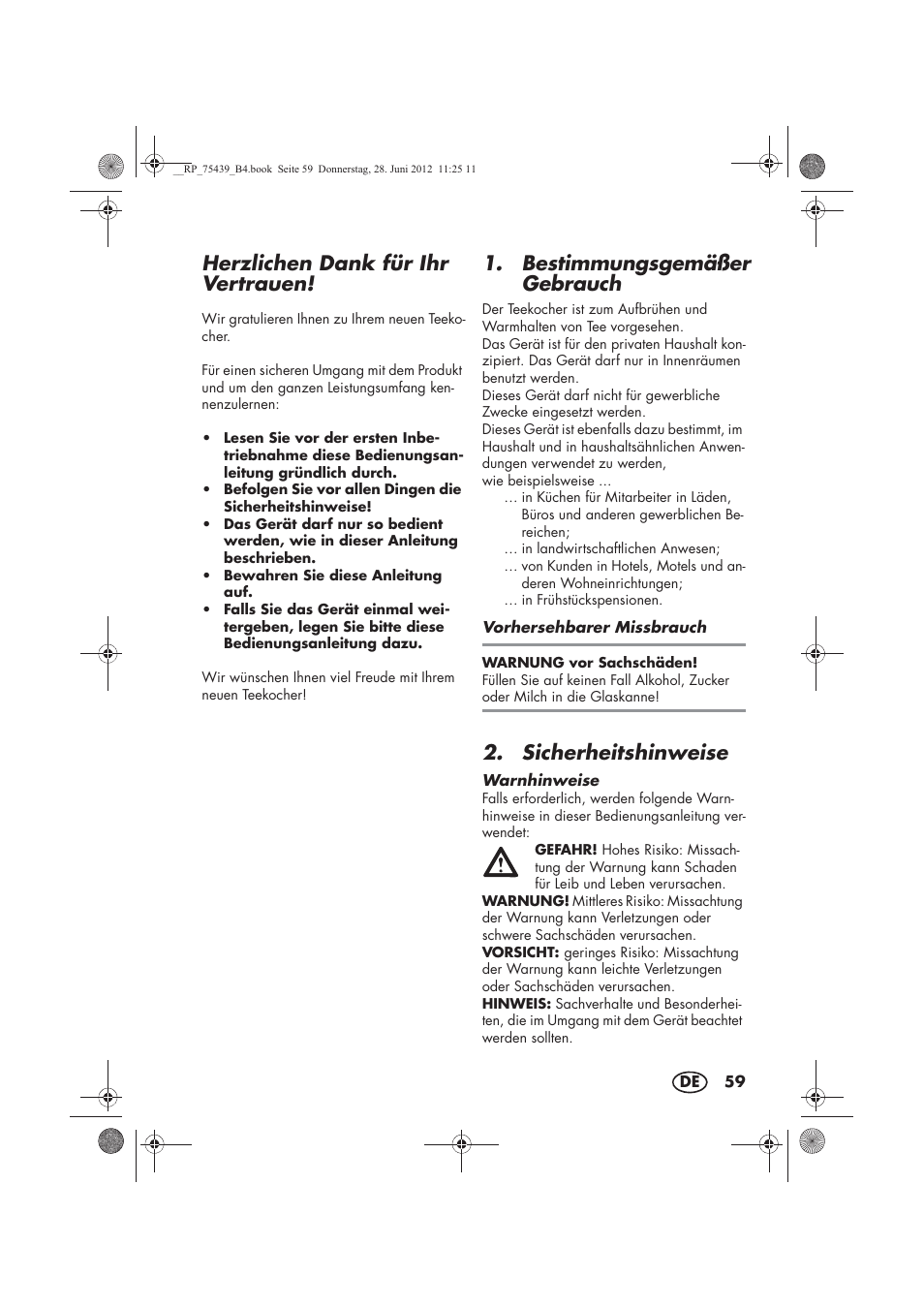 Herzlichen dank für ihr vertrauen, Bestimmungsgemäßer gebrauch, Sicherheitshinweise | Silvercrest STK 600 A1 User Manual | Page 61 / 70