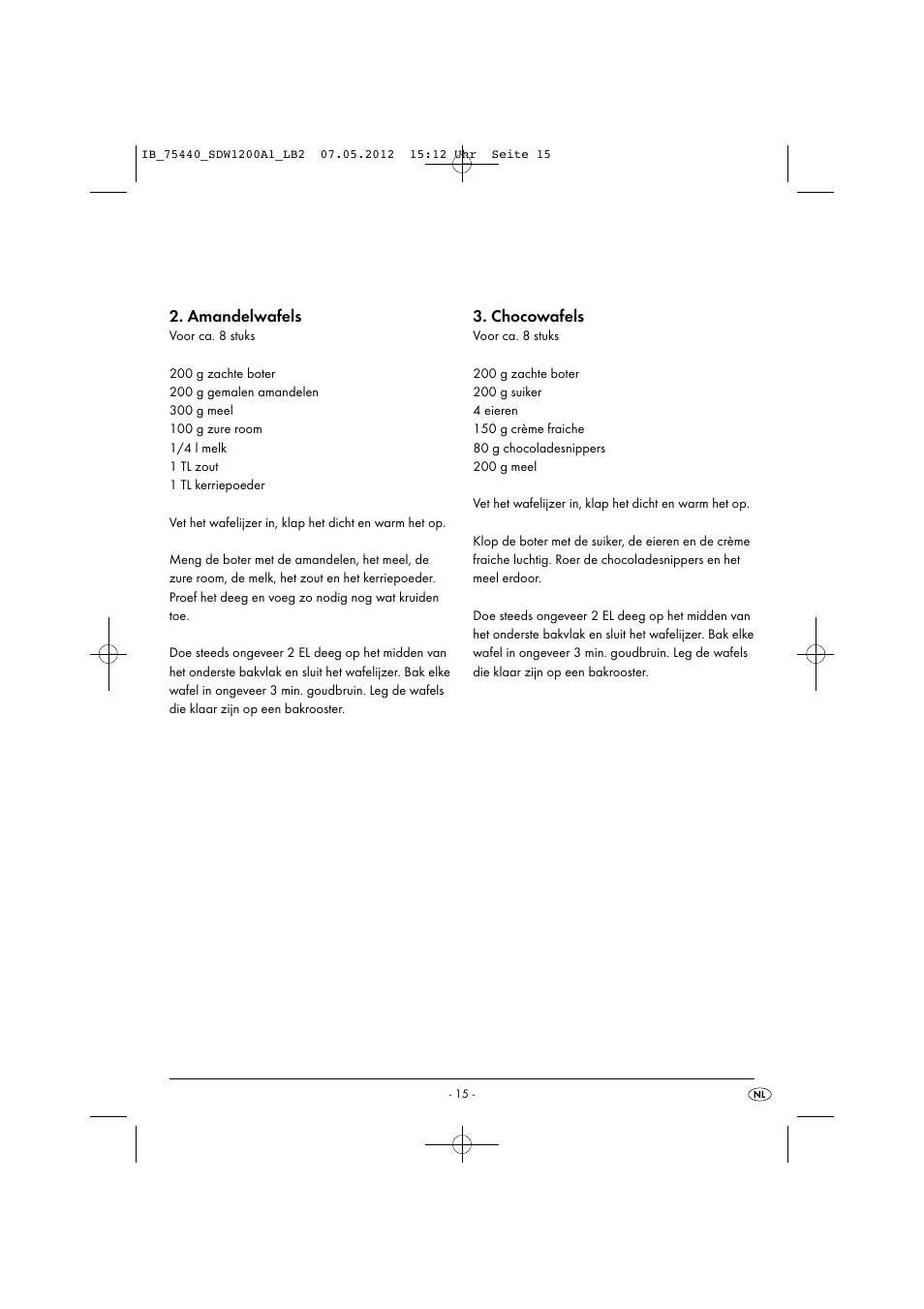 Amandelwafels, Chocowafels | Silvercrest SDW 1200 A1 User Manual | Page 17 / 34