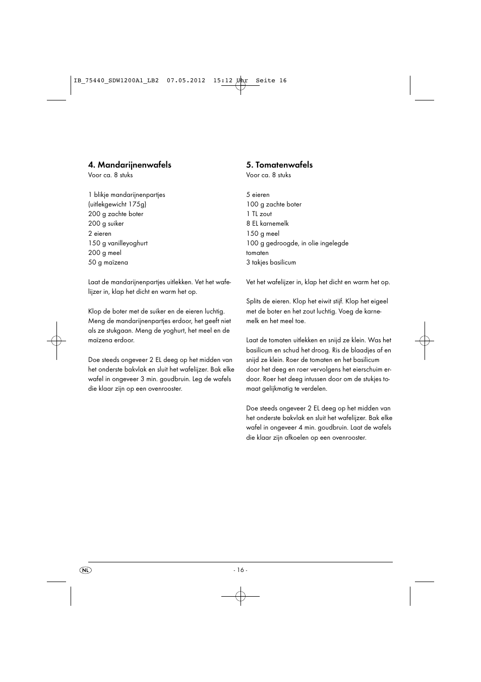 Mandarijnenwafels, Tomatenwafels | Silvercrest SDW 1200 A1 User Manual | Page 18 / 34