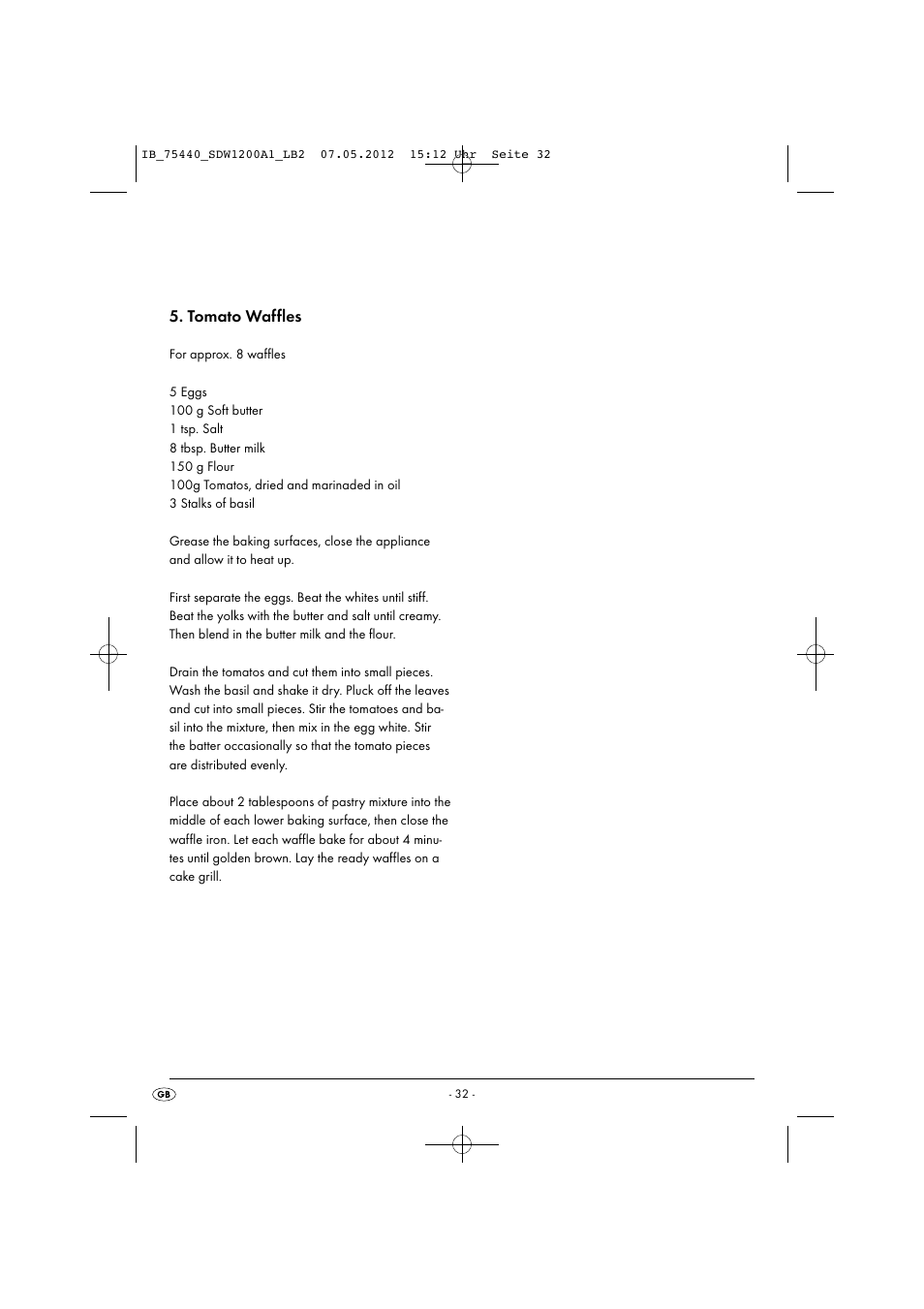 Tomato waffles | Silvercrest SDW 1200 A1 User Manual | Page 34 / 34