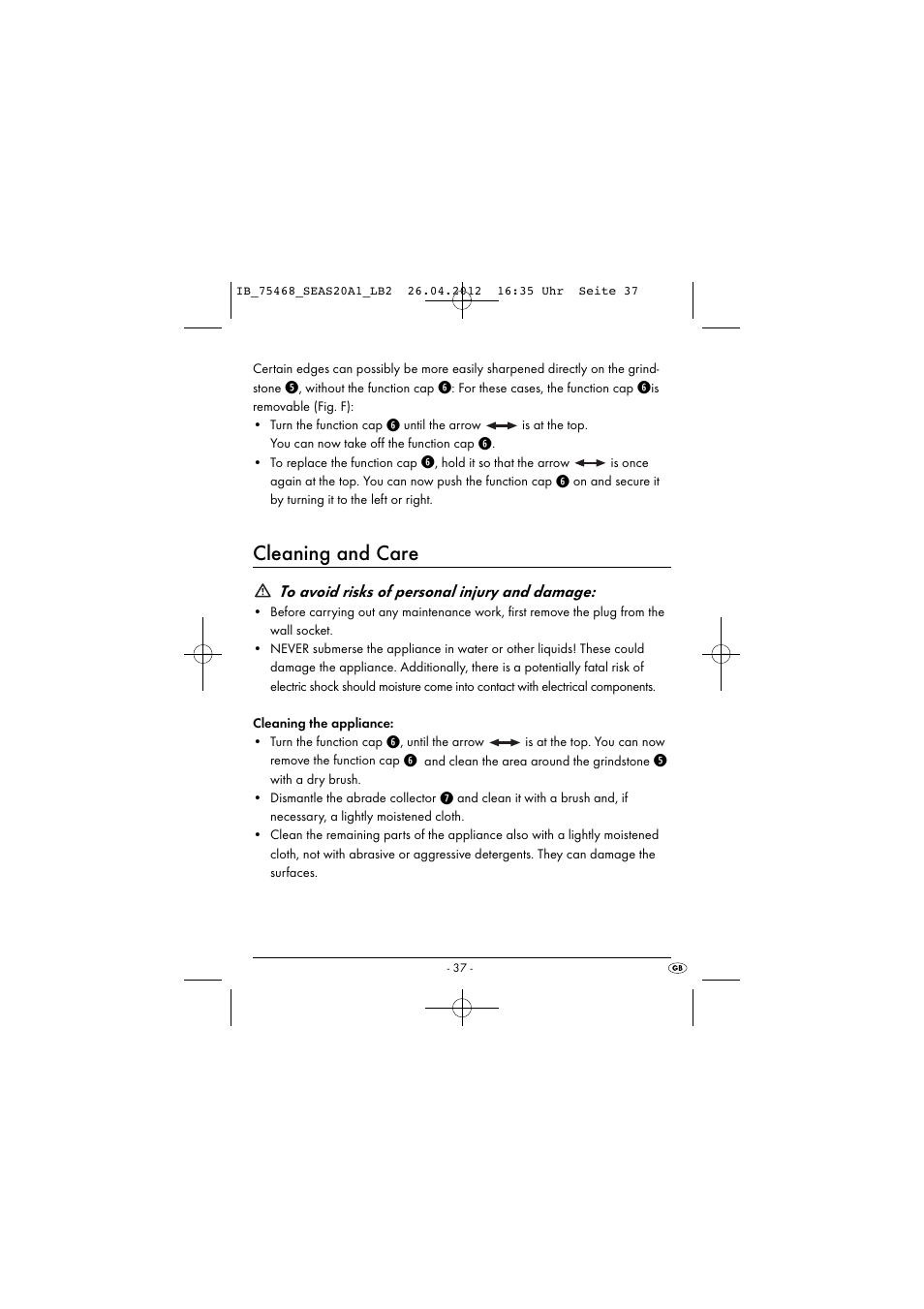 Cleaning and care | Silvercrest SEAS 20 A1 User Manual | Page 39 / 42