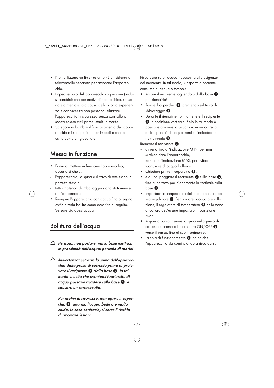Messa in funzione, Bollitura dell'acqua | Silvercrest SWKT 3000 A1 User Manual | Page 11 / 32