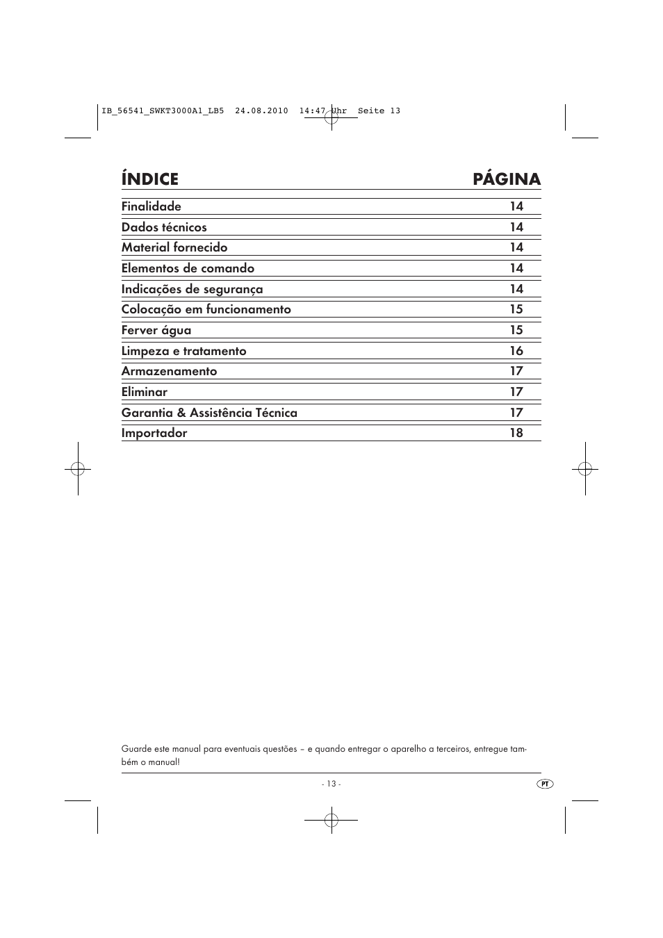 Índice página | Silvercrest SWKT 3000 A1 User Manual | Page 15 / 32