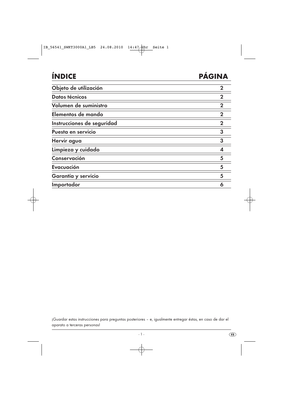 Índice página | Silvercrest SWKT 3000 A1 User Manual | Page 3 / 32