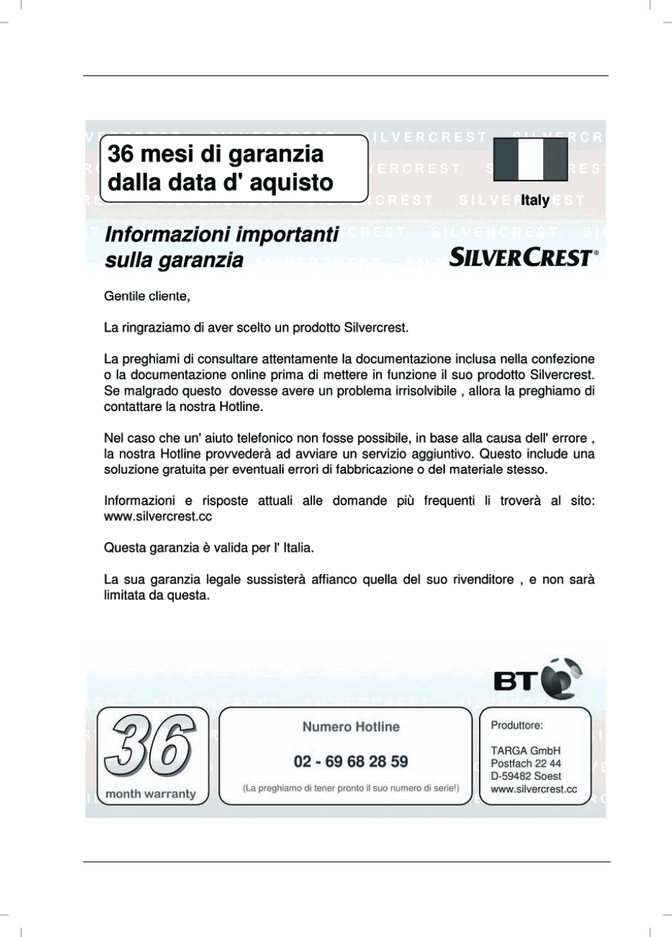 Condizioni di garanzia | Silvercrest SVG 2.0 A1 User Manual | Page 41 / 58