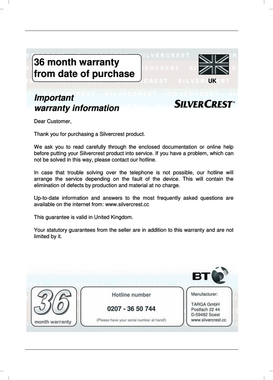 Warranty information | Silvercrest SVG 2.0 A1 User Manual | Page 14 / 54