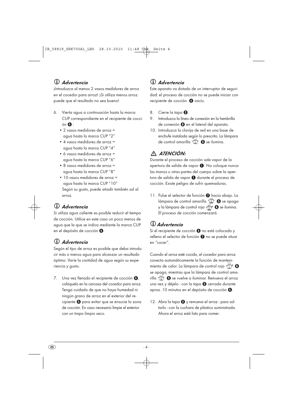 Advertencia, Atención | Silvercrest SRK 700 A1 User Manual | Page 6 / 42