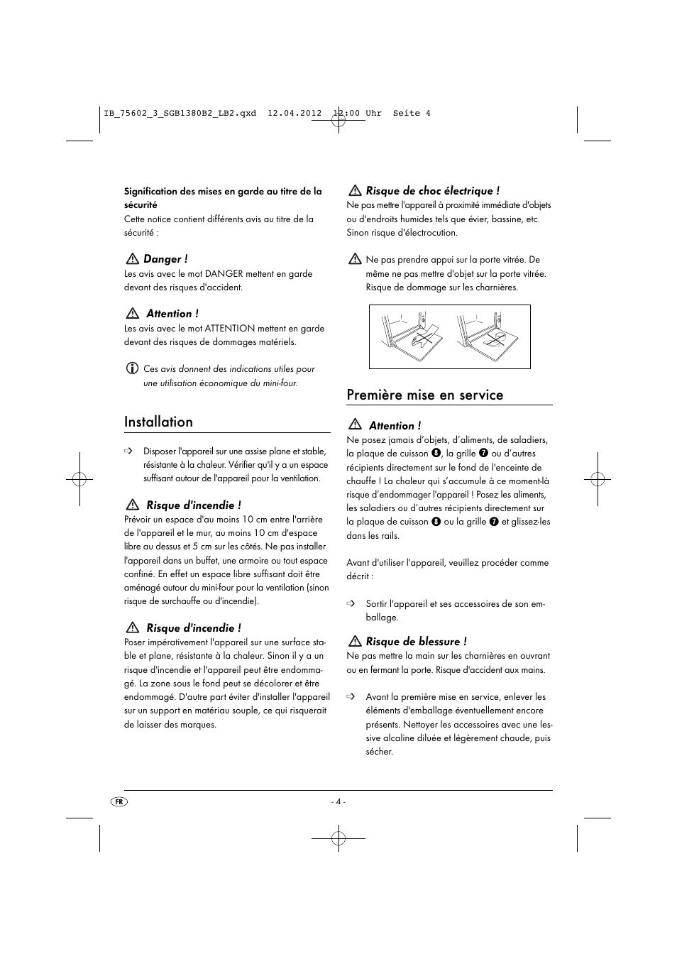 Installation, Première mise en service | Silvercrest SGB 1380 B2 User Manual | Page 6 / 56