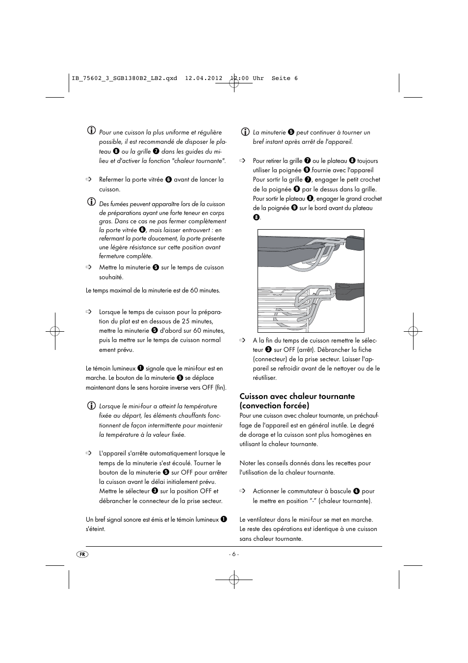 Cuisson avec chaleur tournante (convection forcée) | Silvercrest SGB 1380 B2 User Manual | Page 8 / 56