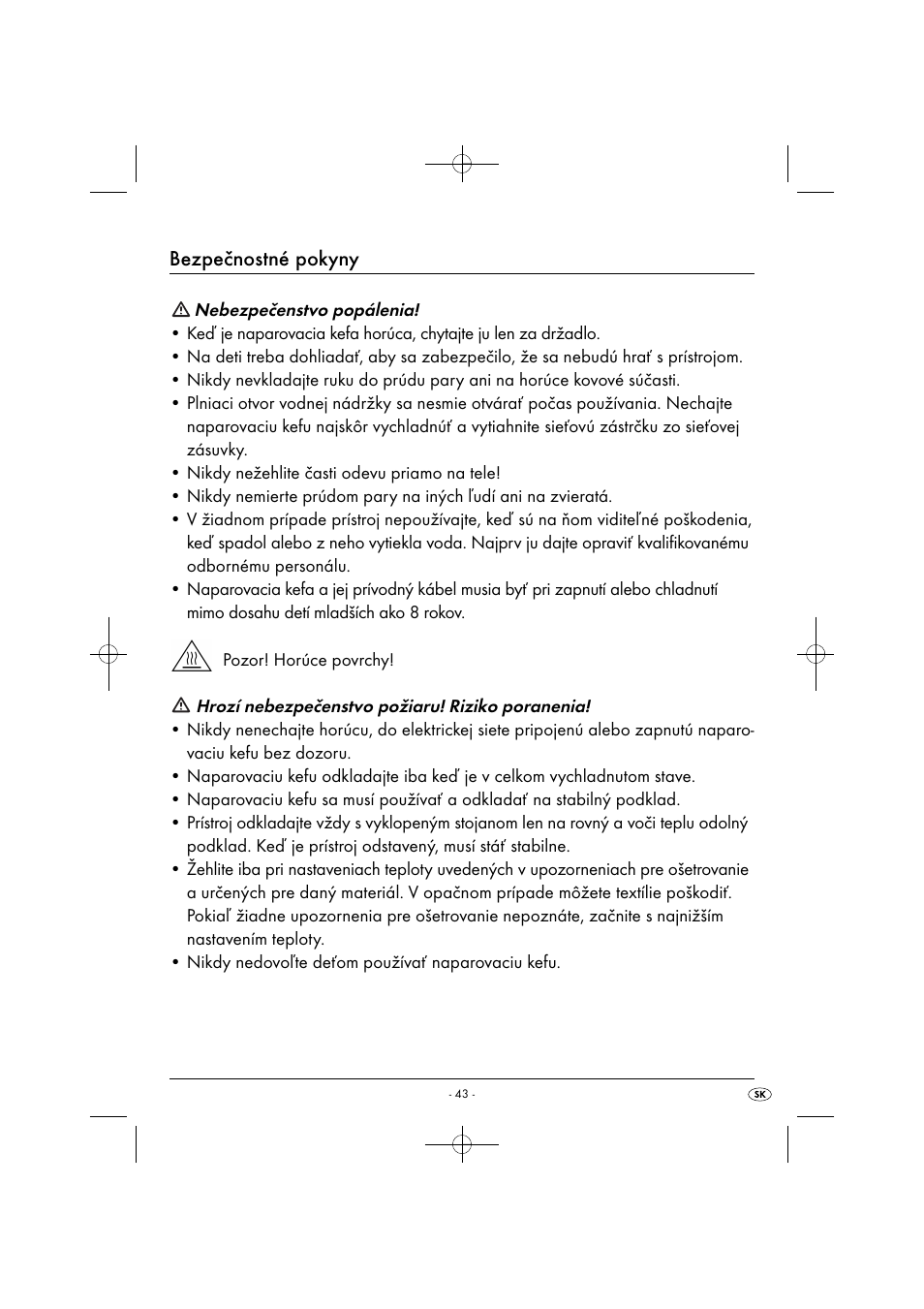 Bezpečnostné pokyny | Silvercrest SDRB 1000 B1 User Manual | Page 46 / 64