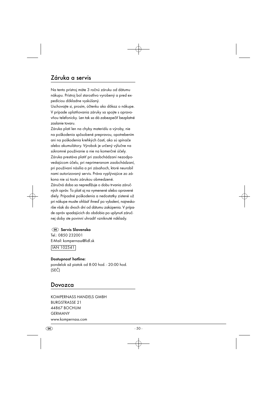 Záruka a servis, Dovozca | Silvercrest SDRB 1000 B1 User Manual | Page 53 / 64