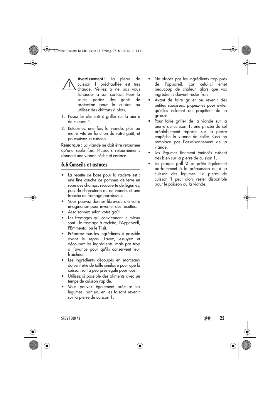 6 conseils et astuces | Silvercrest SRGS 1300 A2 User Manual | Page 27 / 70