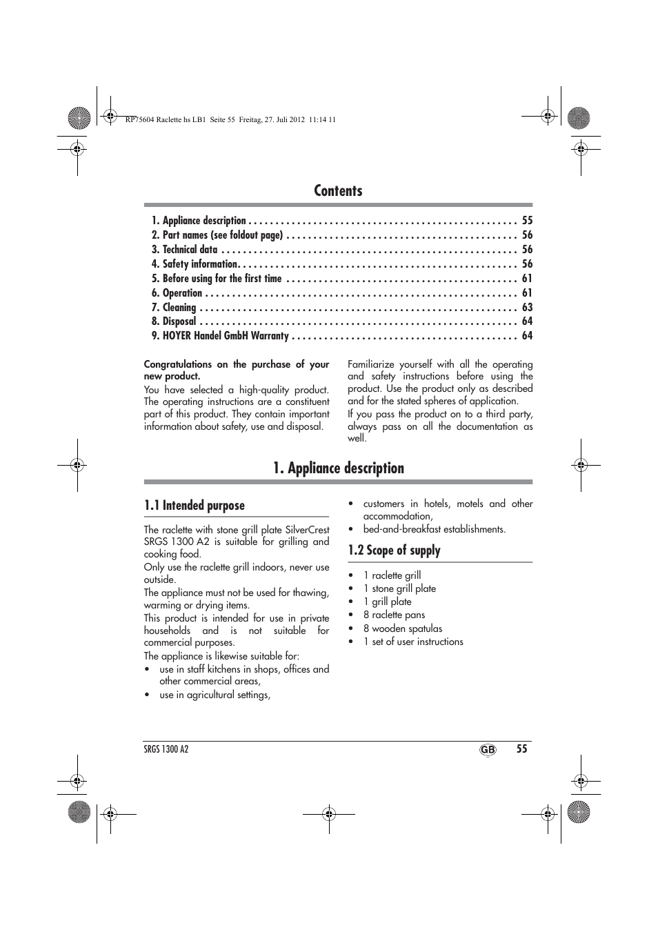 Silvercrest SRGS 1300 A2 User Manual | Page 57 / 70