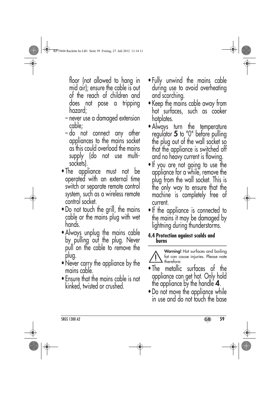 Silvercrest SRGS 1300 A2 User Manual | Page 61 / 70