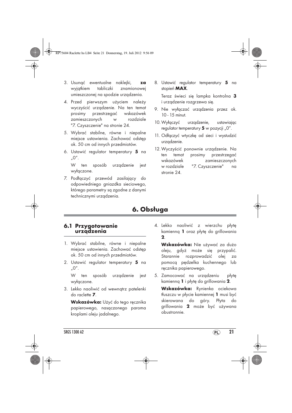 Obsługa | Silvercrest SRGS 1300 A2 User Manual | Page 23 / 94