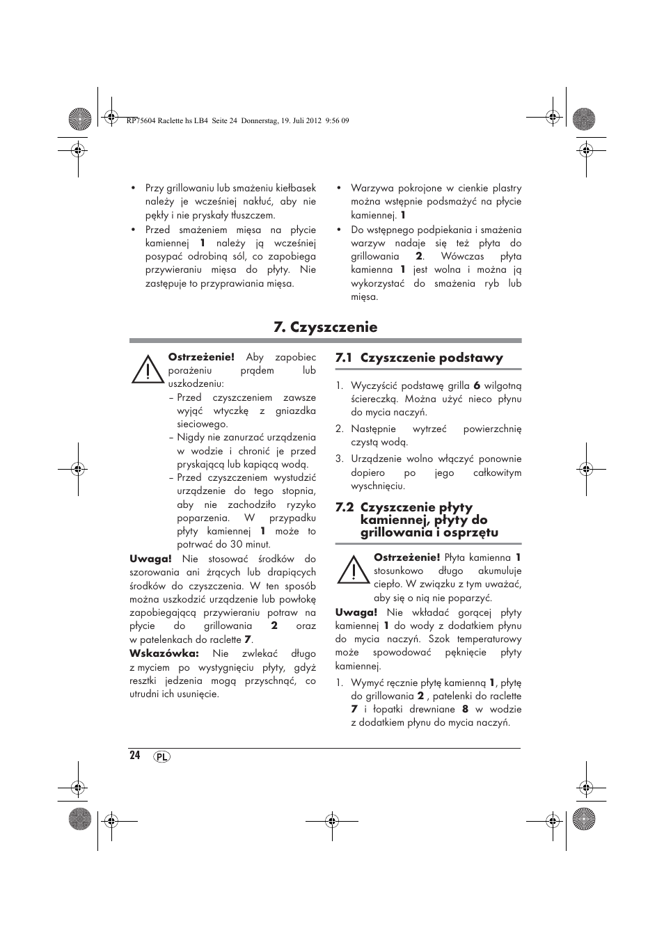Czyszczenie | Silvercrest SRGS 1300 A2 User Manual | Page 26 / 94