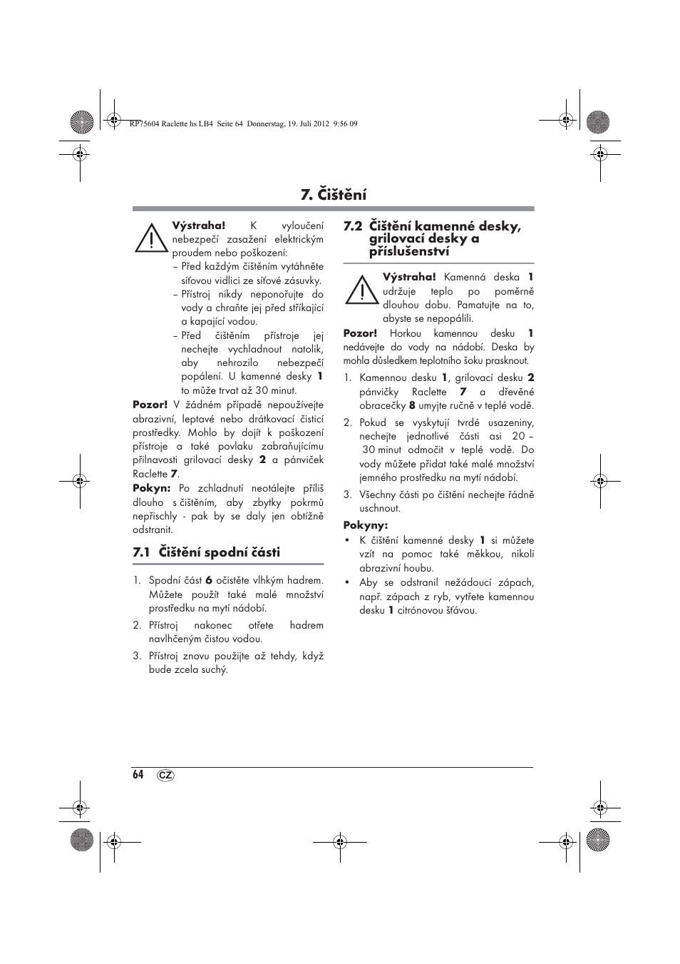Čištění | Silvercrest SRGS 1300 A2 User Manual | Page 66 / 94