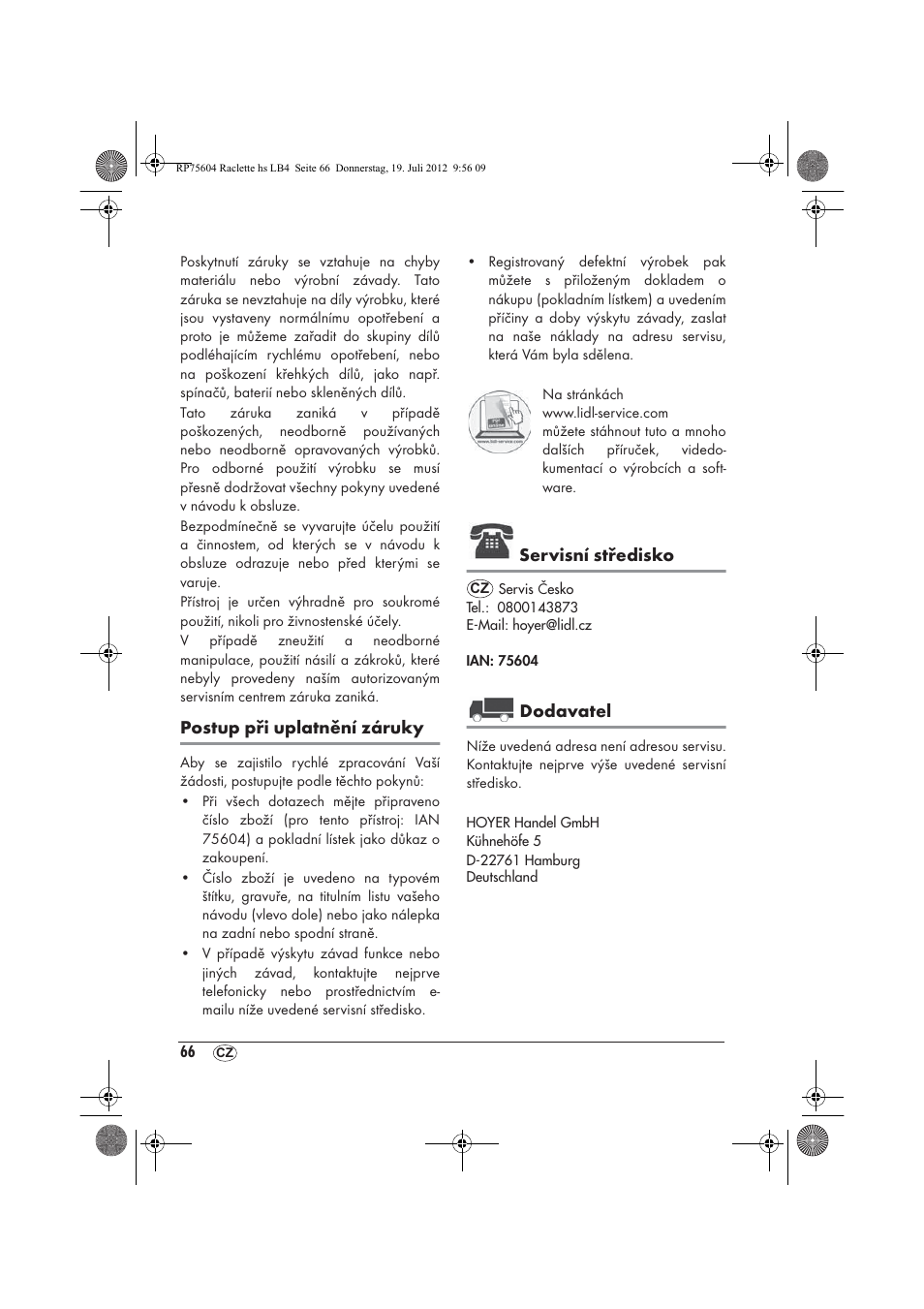 Postup při uplatnění záruky, Servisní středisko, Dodavatel | Silvercrest SRGS 1300 A2 User Manual | Page 68 / 94