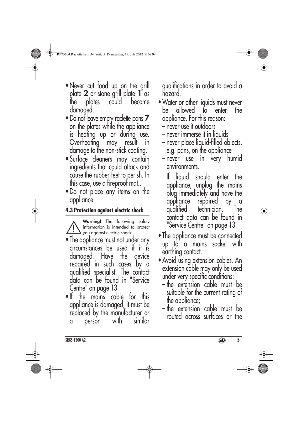 Silvercrest SRGS 1300 A2 User Manual | Page 7 / 94