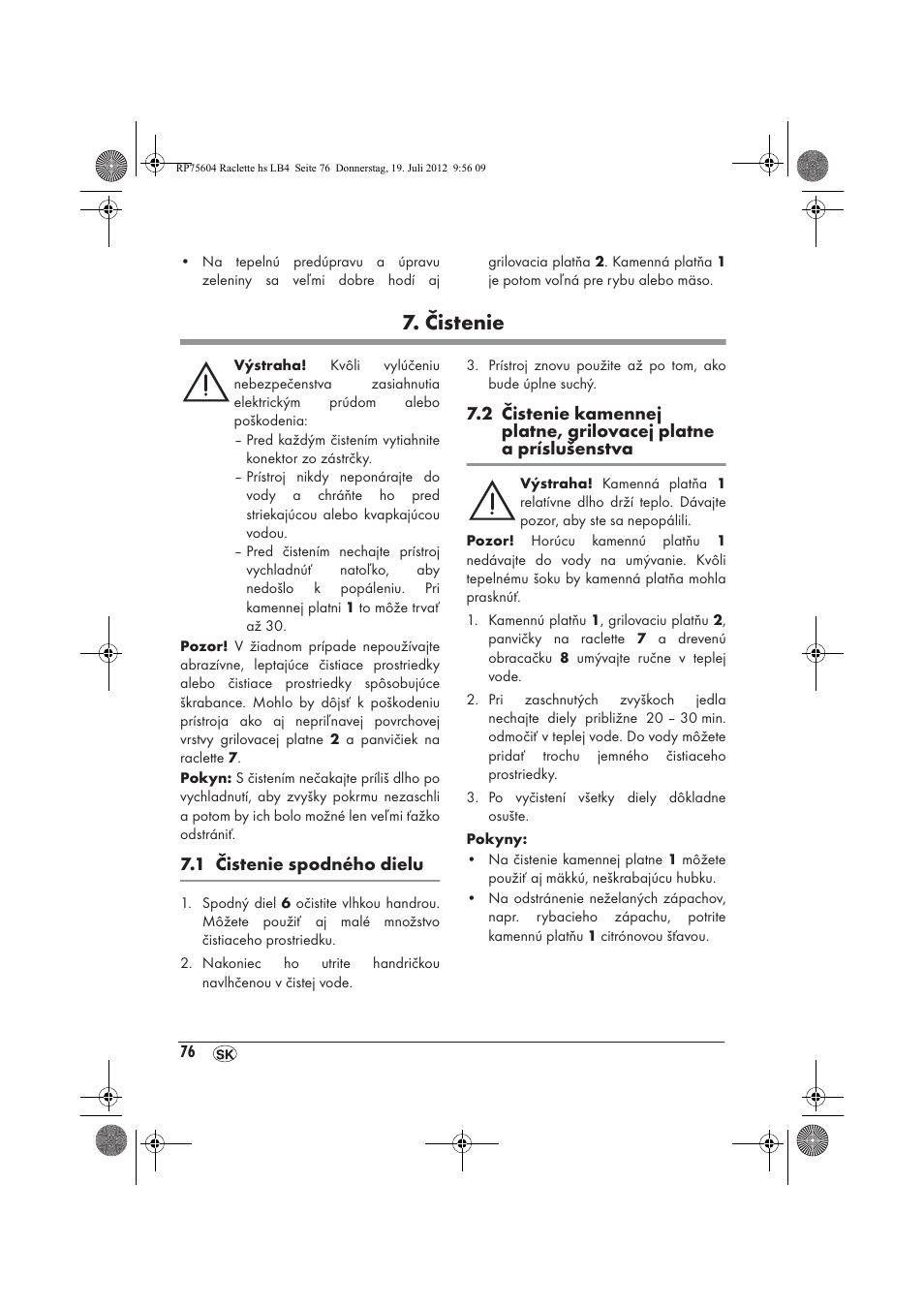 Čistenie | Silvercrest SRGS 1300 A2 User Manual | Page 78 / 94