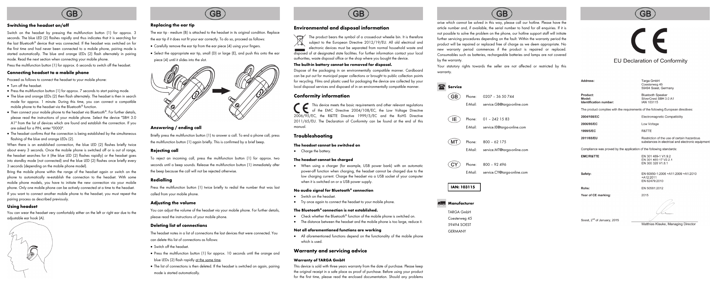 Silvercrest SBH 3.0 A1 User Manual | Page 2 / 8