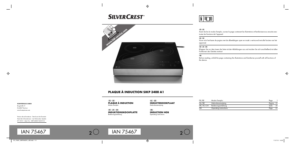 Silvercrest SIKP 3400 A1 User Manual | 81 pages