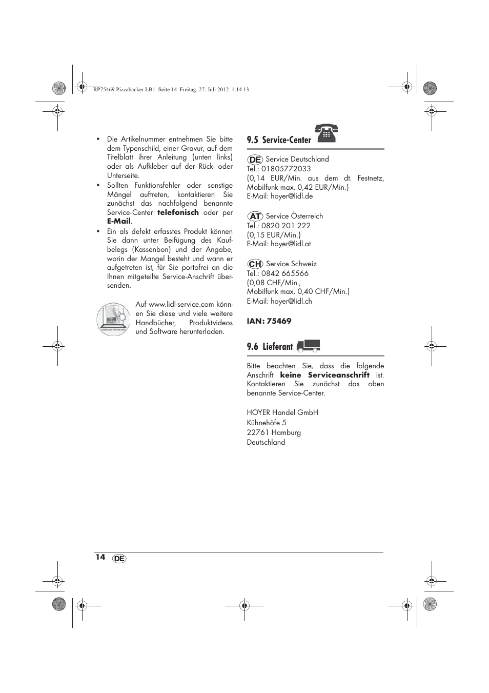 Service-center, 6 lieferant | Silvercrest SPB 800 A1 User Manual | Page 16 / 66