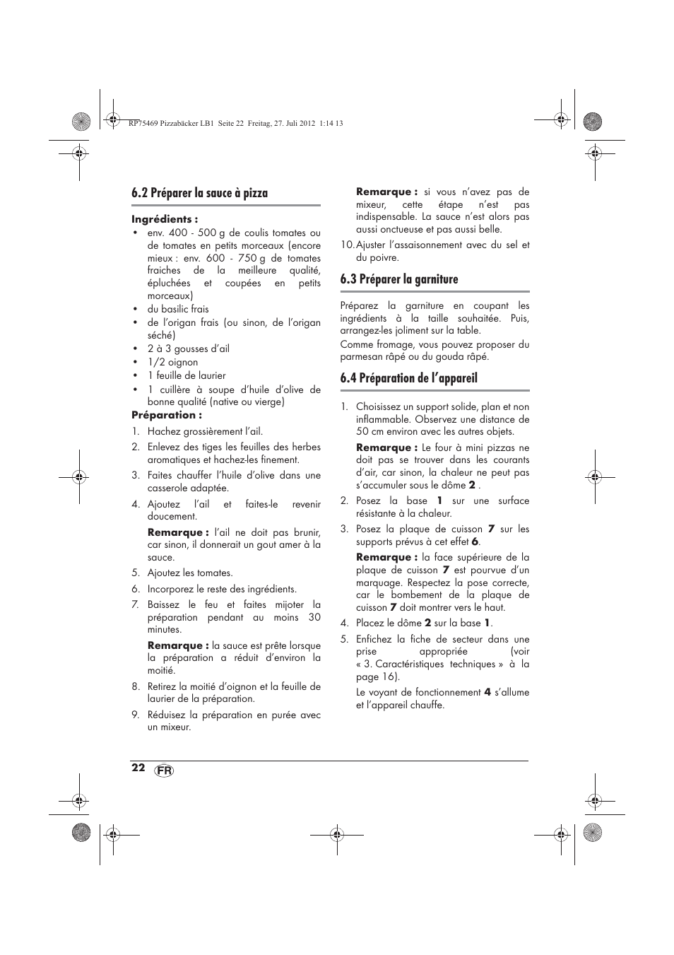 2 préparer la sauce à pizza, 3 préparer la garniture, 4 préparation de l’appareil | Silvercrest SPB 800 A1 User Manual | Page 24 / 66