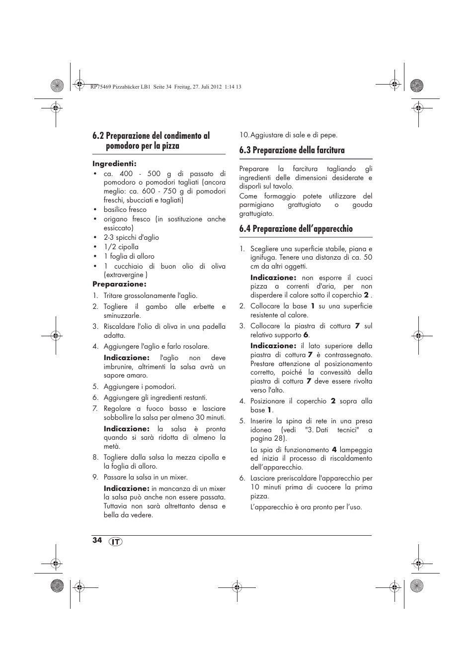 3 preparazione della farcitura, 4 preparazione dell’apparecchio | Silvercrest SPB 800 A1 User Manual | Page 36 / 66