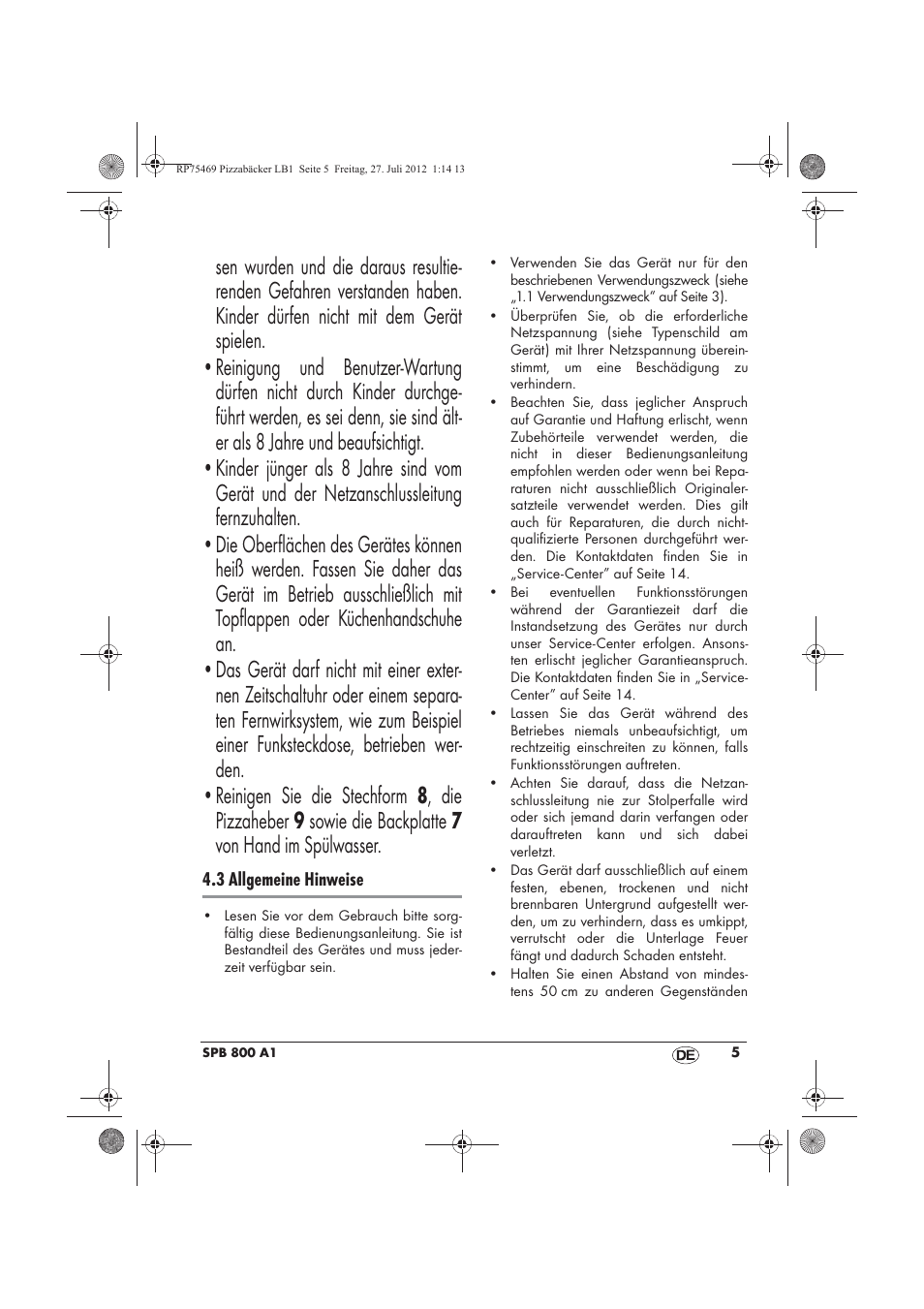 Silvercrest SPB 800 A1 User Manual | Page 7 / 66