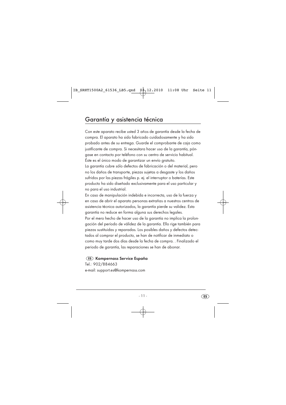 Garantía y asistencia técnica | Silvercrest SRHT 1500 A2 User Manual | Page 13 / 62
