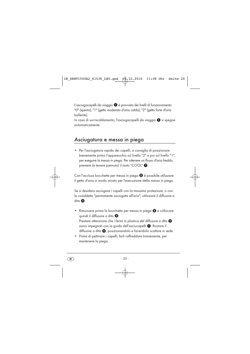 Asciugatura e messa in piega | Silvercrest SRHT 1500 A2 User Manual | Page 22 / 62