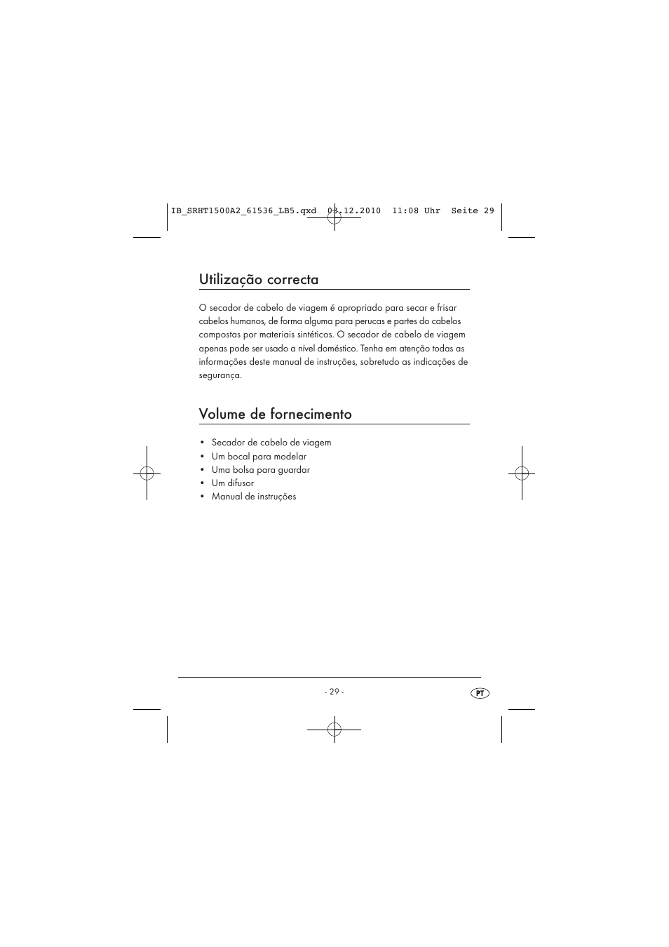 Utilização correcta, Volume de fornecimento | Silvercrest SRHT 1500 A2 User Manual | Page 31 / 62