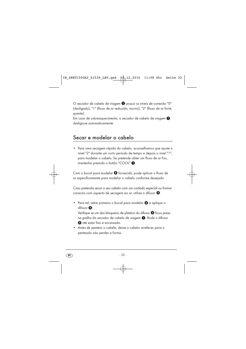 Secar e modelar o cabelo | Silvercrest SRHT 1500 A2 User Manual | Page 34 / 62