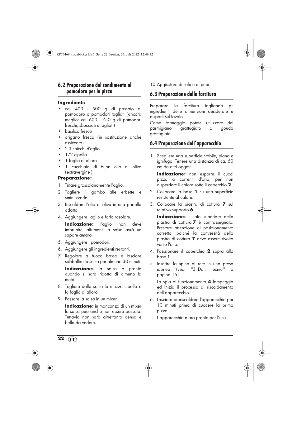 3 preparazione della farcitura, 4 preparazione dell’apparecchio | Silvercrest SPB 800 A1 User Manual | Page 24 / 66