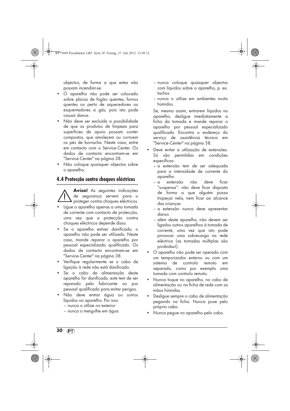4 protecção contra choques eléctricos | Silvercrest SPB 800 A1 User Manual | Page 32 / 66