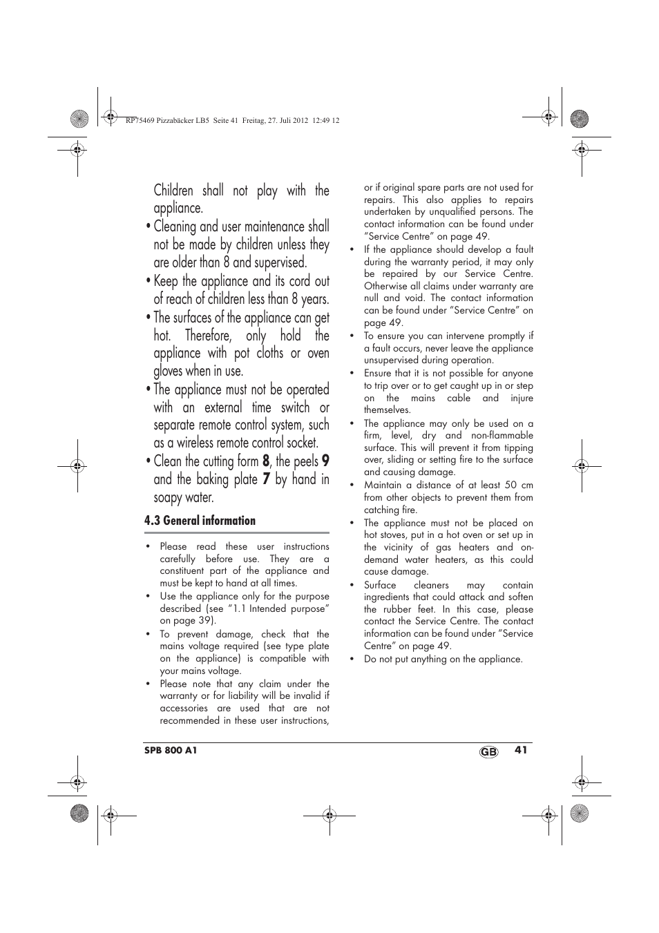 Silvercrest SPB 800 A1 User Manual | Page 43 / 66