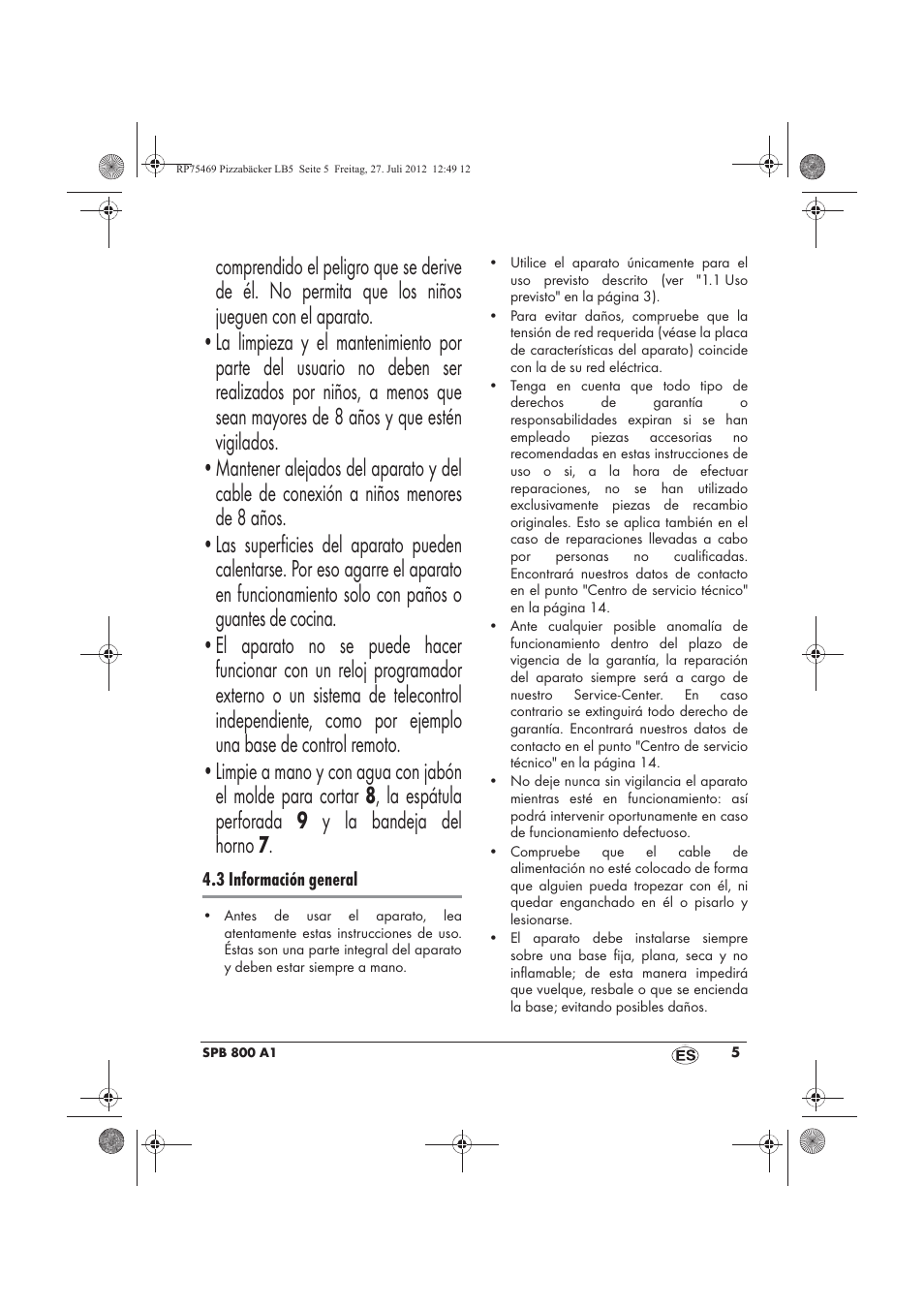 Silvercrest SPB 800 A1 User Manual | Page 7 / 66