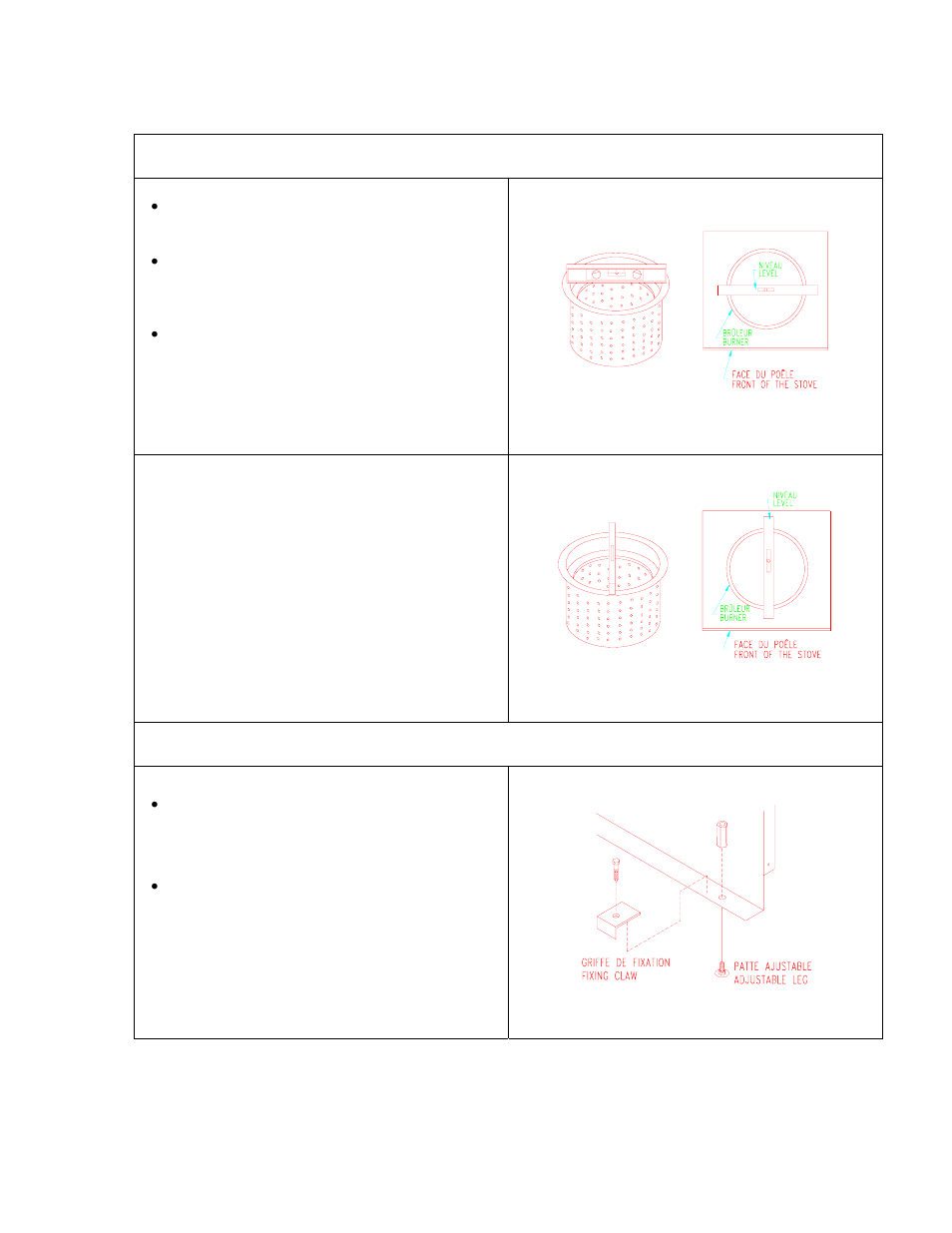 Leveling the unit, Fixation of stove to floor | Drolet DH04200 User Manual | Page 6 / 16