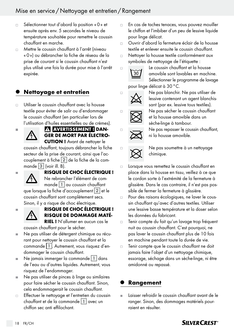 Rangement / garantie / mise au rebut, Nettoyage et entretien, Rangement | Silvercrest SHK 100 B2 User Manual | Page 18 / 44