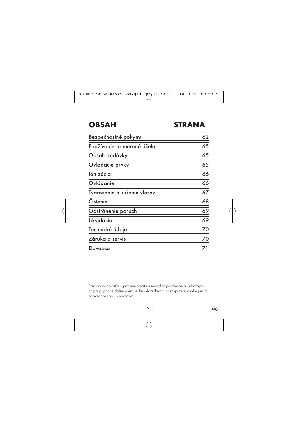 Silvercrest SRHT 1500 A2 User Manual | Page 63 / 73