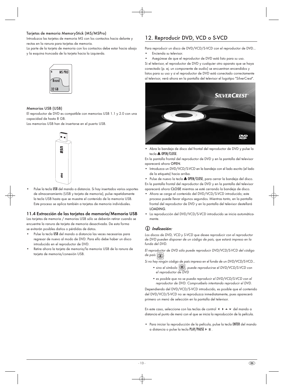 Reproducir dvd, vcd o s-vcd, Indicación | Silvercrest SHDP 5.1 A1 User Manual | Page 15 / 98