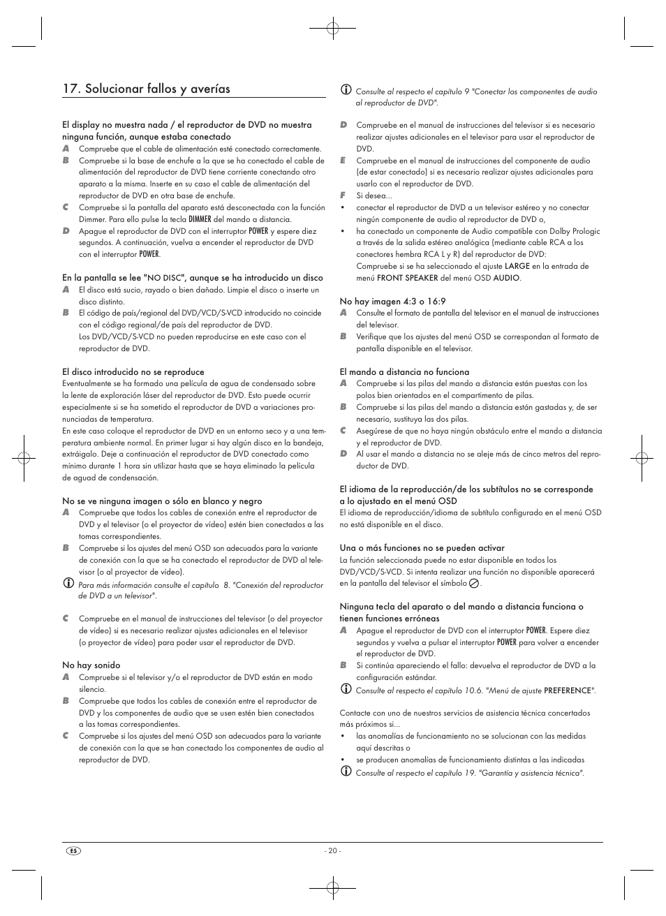 Solucionar fallos y averías | Silvercrest SHDP 5.1 A1 User Manual | Page 22 / 98