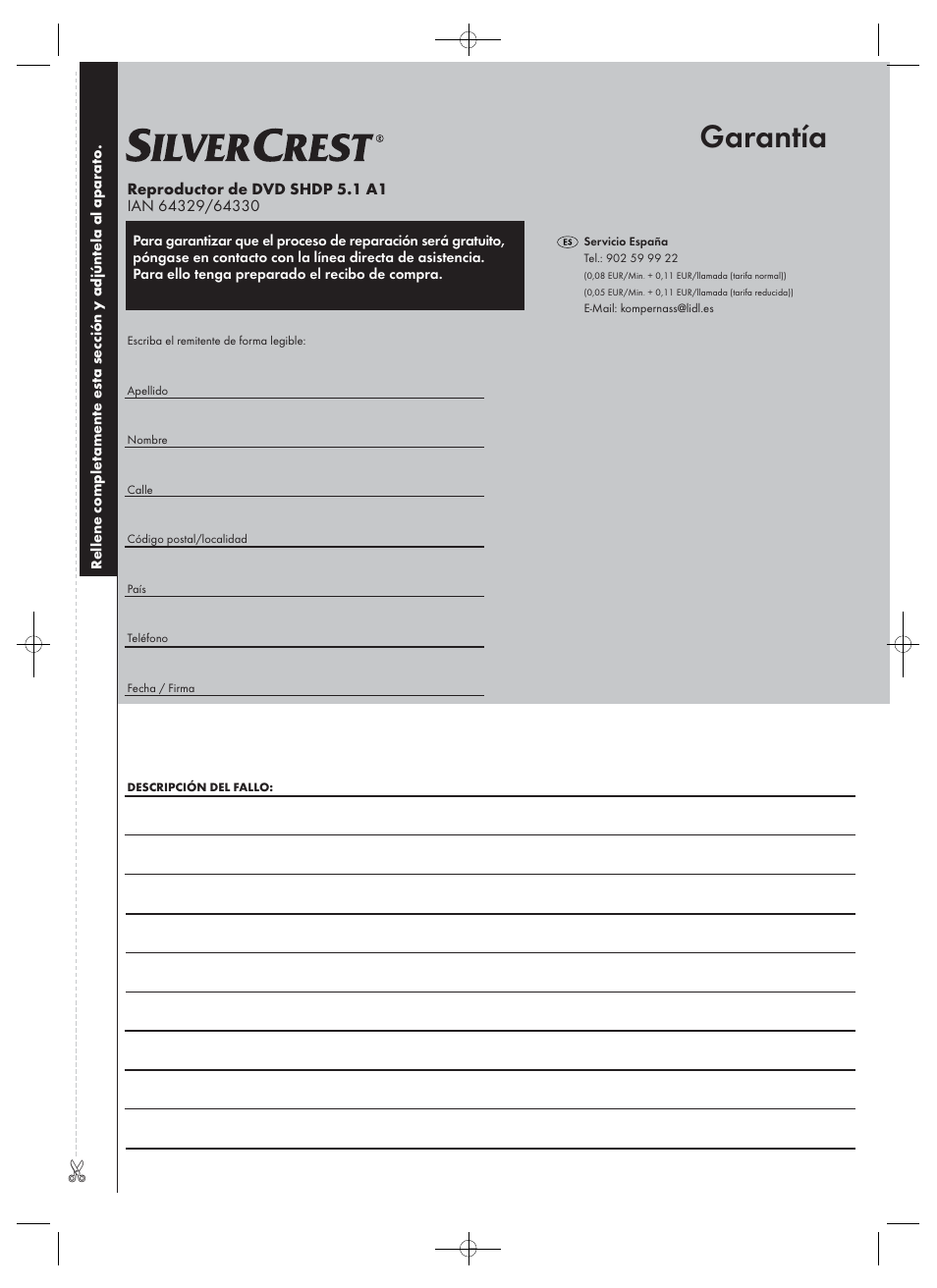 Garantía | Silvercrest SHDP 5.1 A1 User Manual | Page 25 / 98