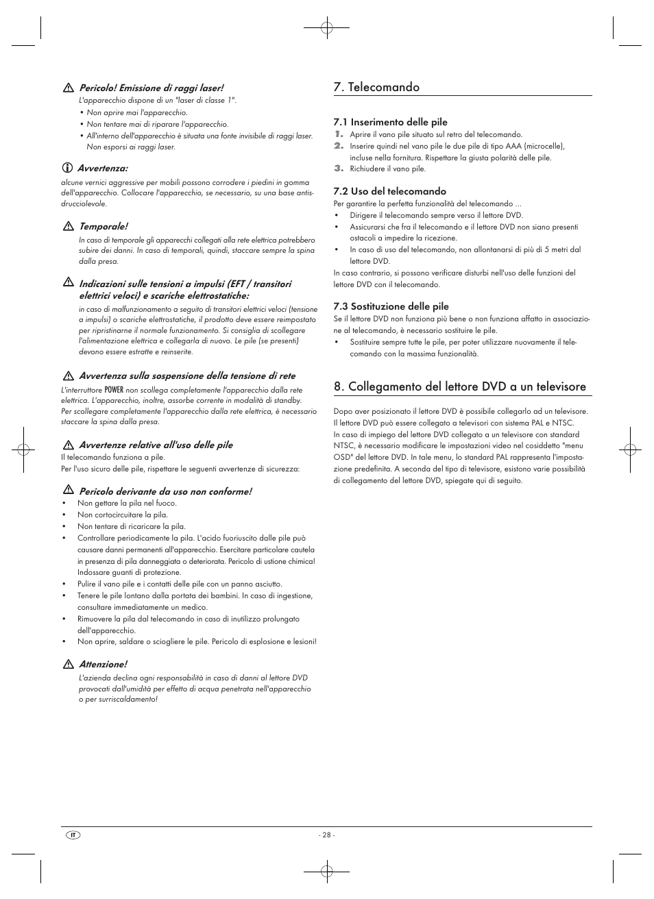 Telecomando, Collegamento del lettore dvd a un televisore | Silvercrest SHDP 5.1 A1 User Manual | Page 30 / 98